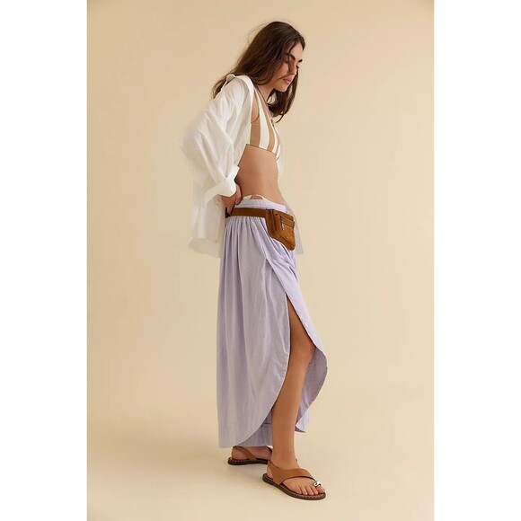 Free People Free-est Quentin Pants Mid-Rise Wide Leg Lavender Cotton M 281457 - Picture 3 of 10